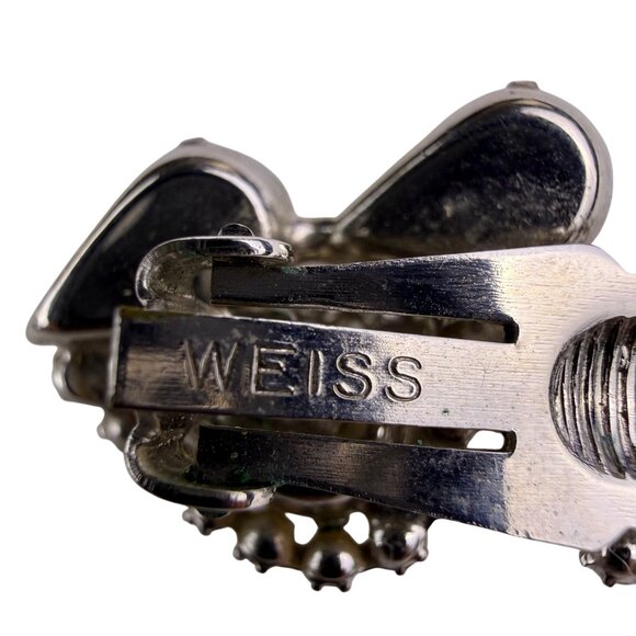 Weiss Womens Aurora Borealis Vintage Necklace & Earrings Set Silver Tone Rhinest - Picture 7 of 9